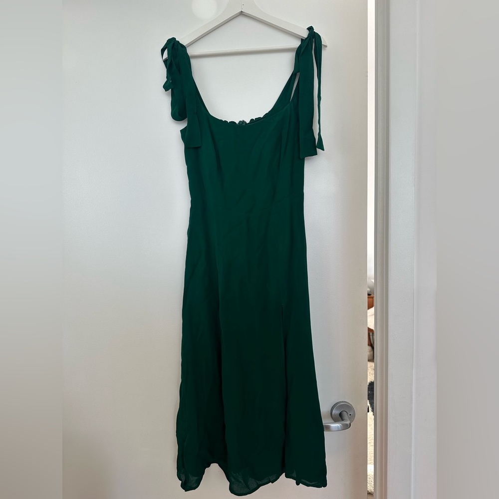 Green Reformation dress! Cute bows on the straps